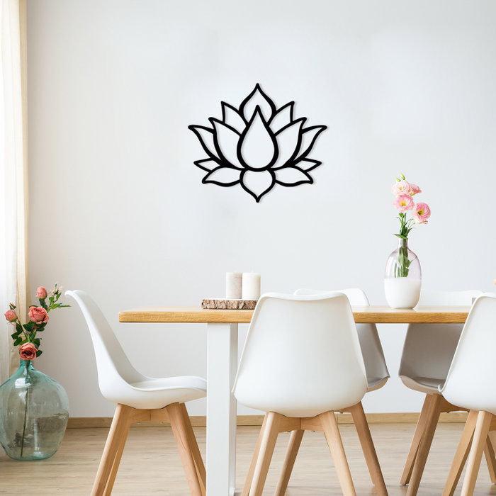 Wallity Lotus Flower 1 Metal Decor Negro